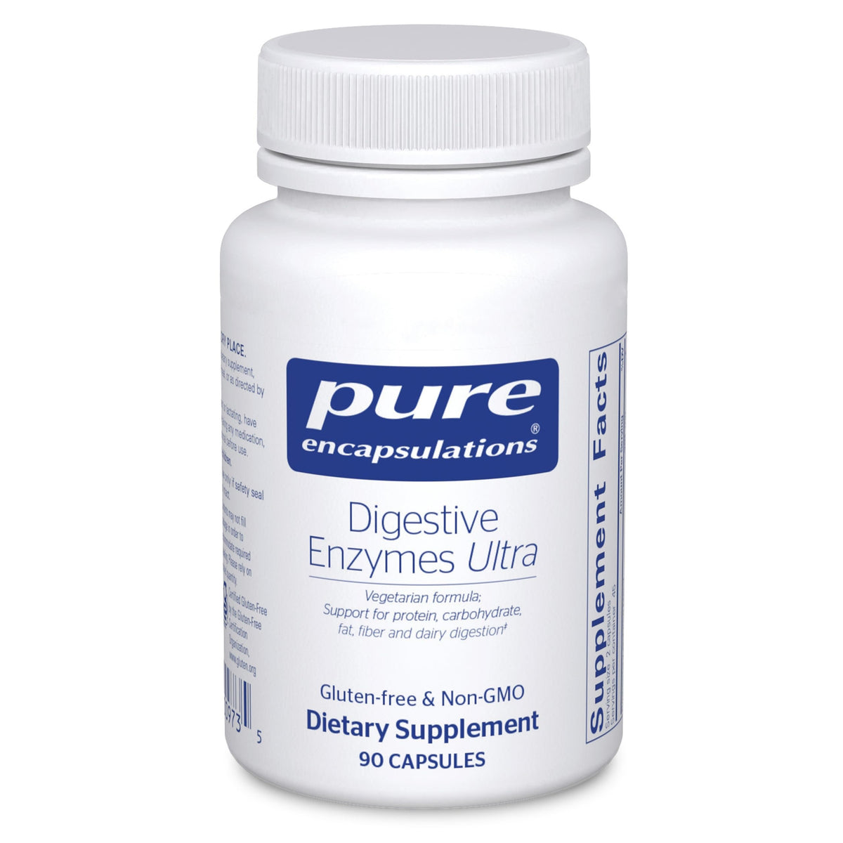 Pure Encapsulations Enzimas Digestivas Ultra, botella visible, apoya la digestión de proteínas y carbohidratos