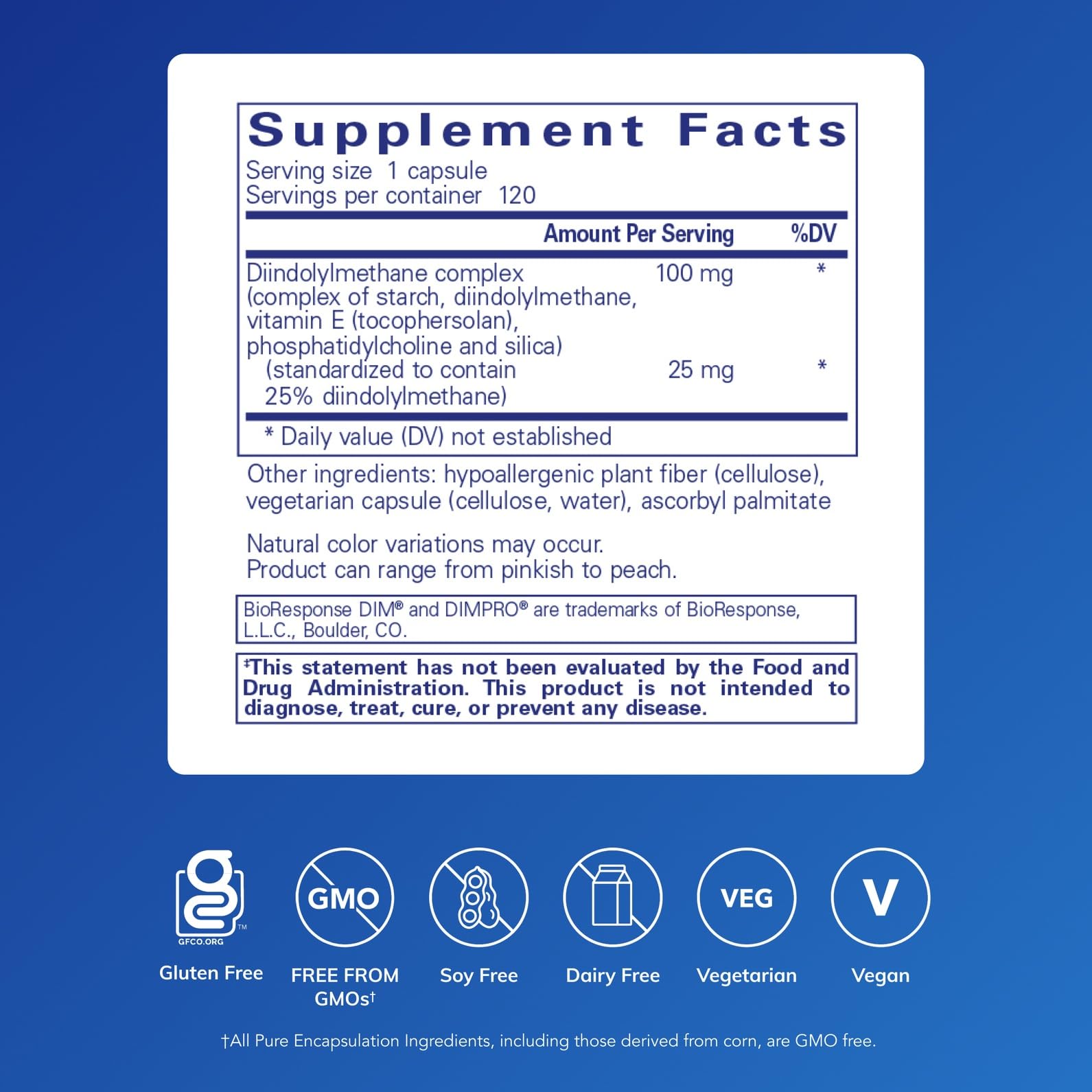 DIMPRO 100, etiqueta detallada con información de ingredientes y uso sugerido.