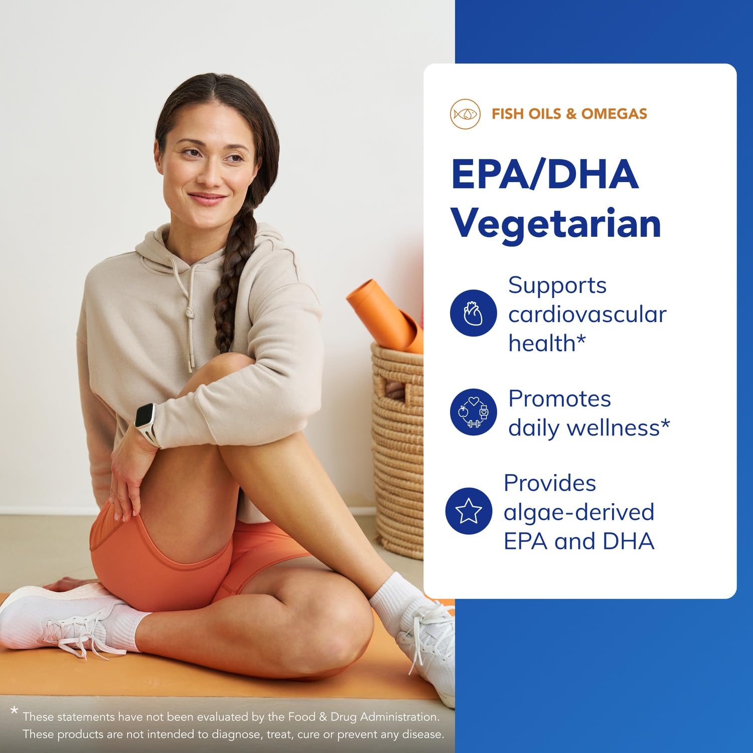 Cápsulas Pure Encapsulations EPA/DHA de algas, útil para apoyo articular y flexibilidad.