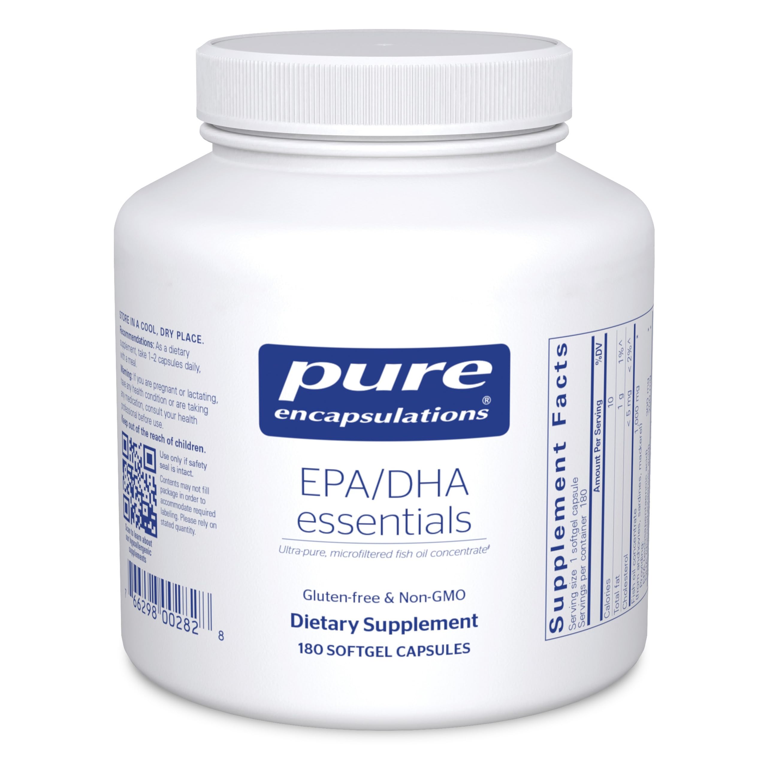 Pure Encapsulations EPA/DHA Essentials en botella para apoyo cardiovascular