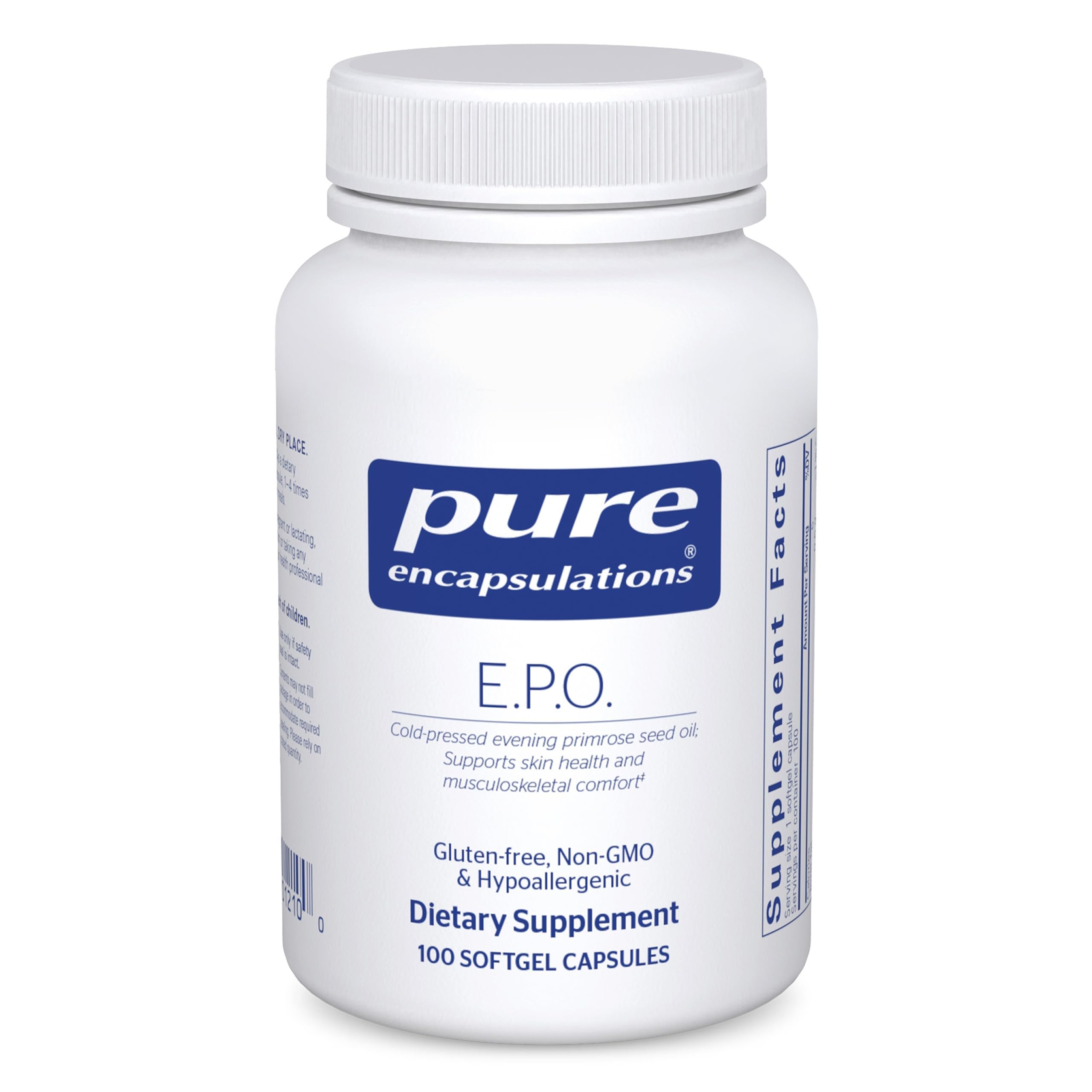 Pure Encapsulations E.P.O. cápsulas: posible apoyo a la piel saludable.