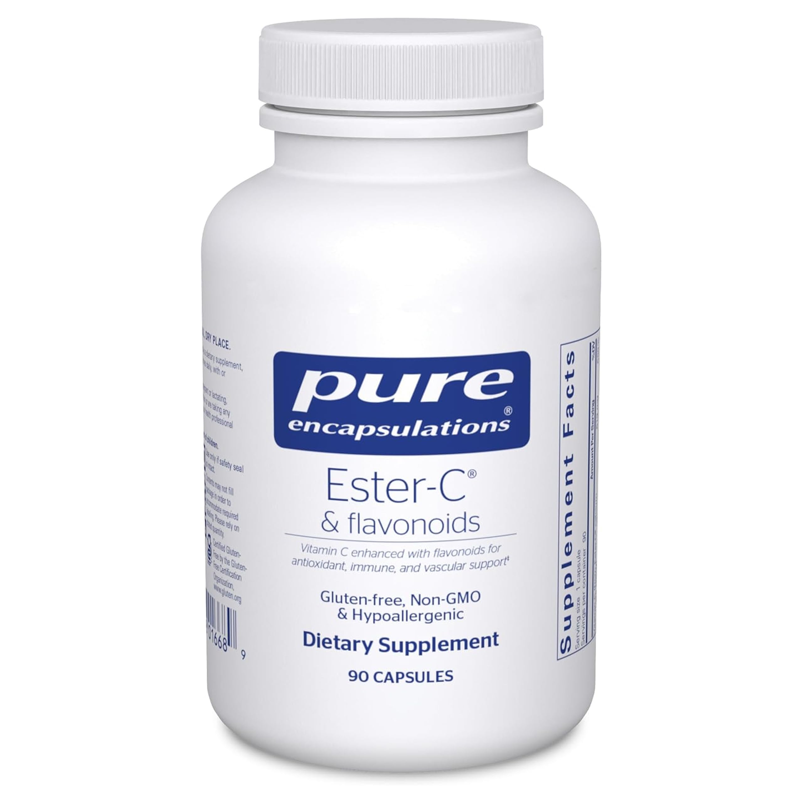 Pure Encapsulations Ester-C y Flavonoides, frasco de 90 cápsulas para apoyo inmunitario suave