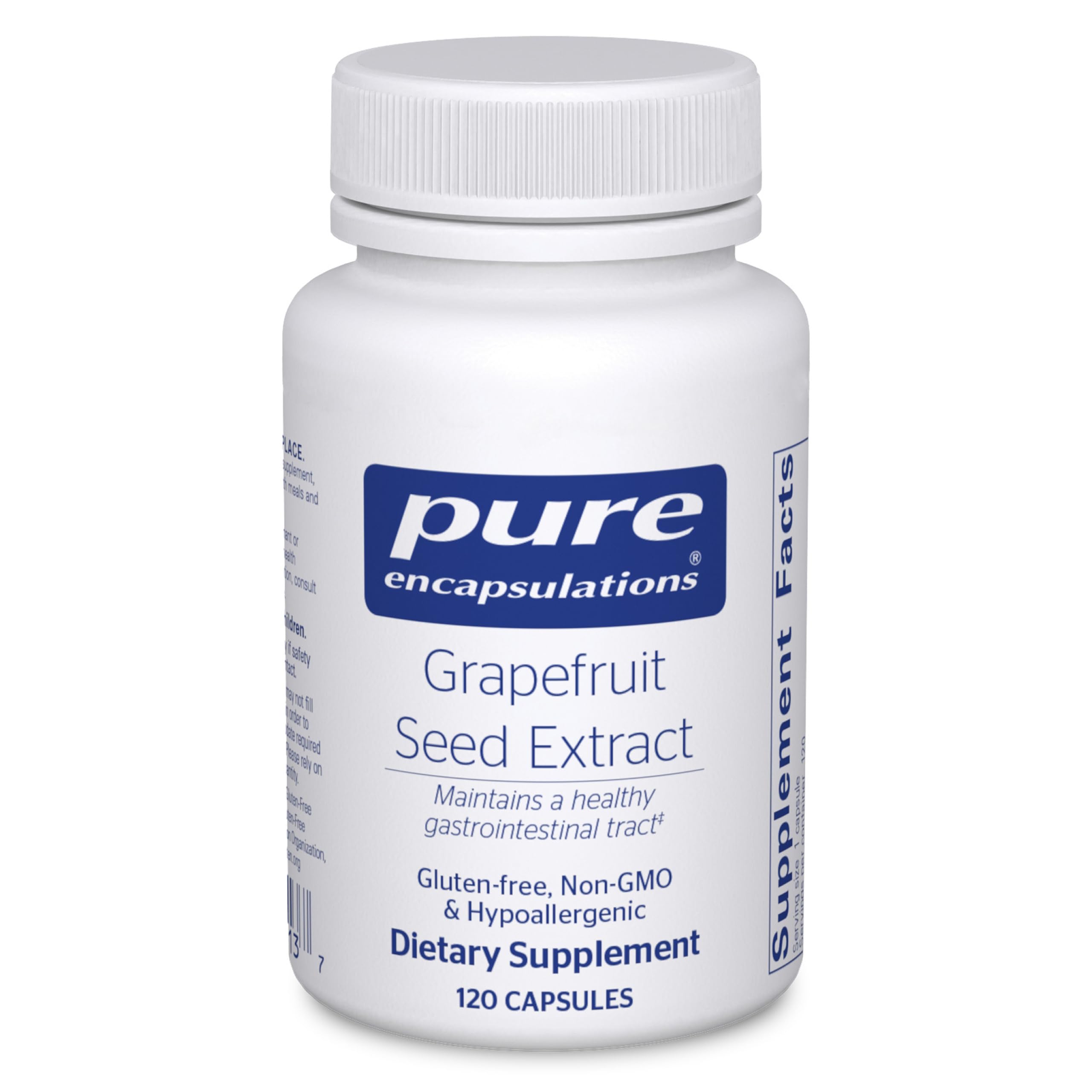 Pure Encapsulations extracto de pomelo en botella, apoyo al equilibrio intestinal y al bienestar digestivo.