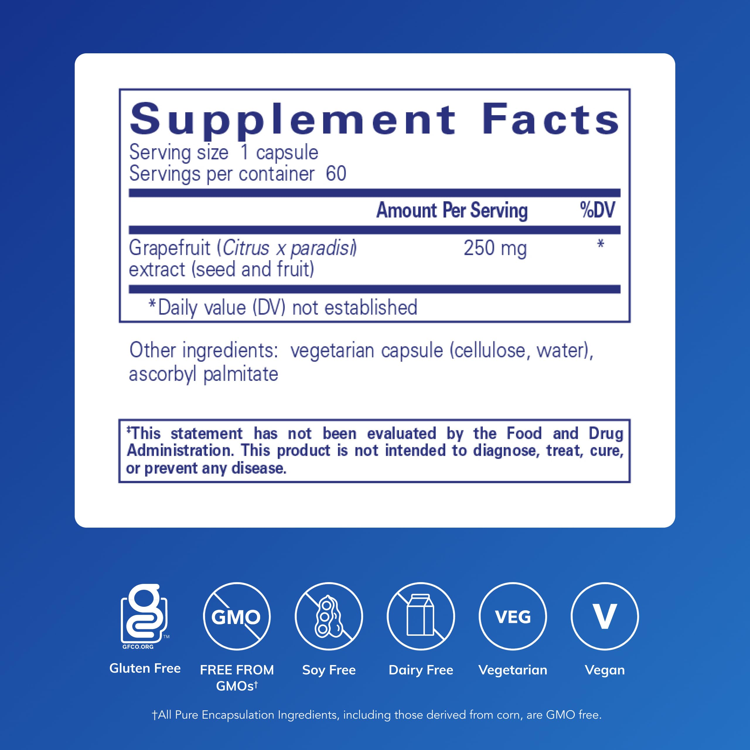 Extracto de semilla de pomelo en cápsulas de Pure Encapsulations para uso diario