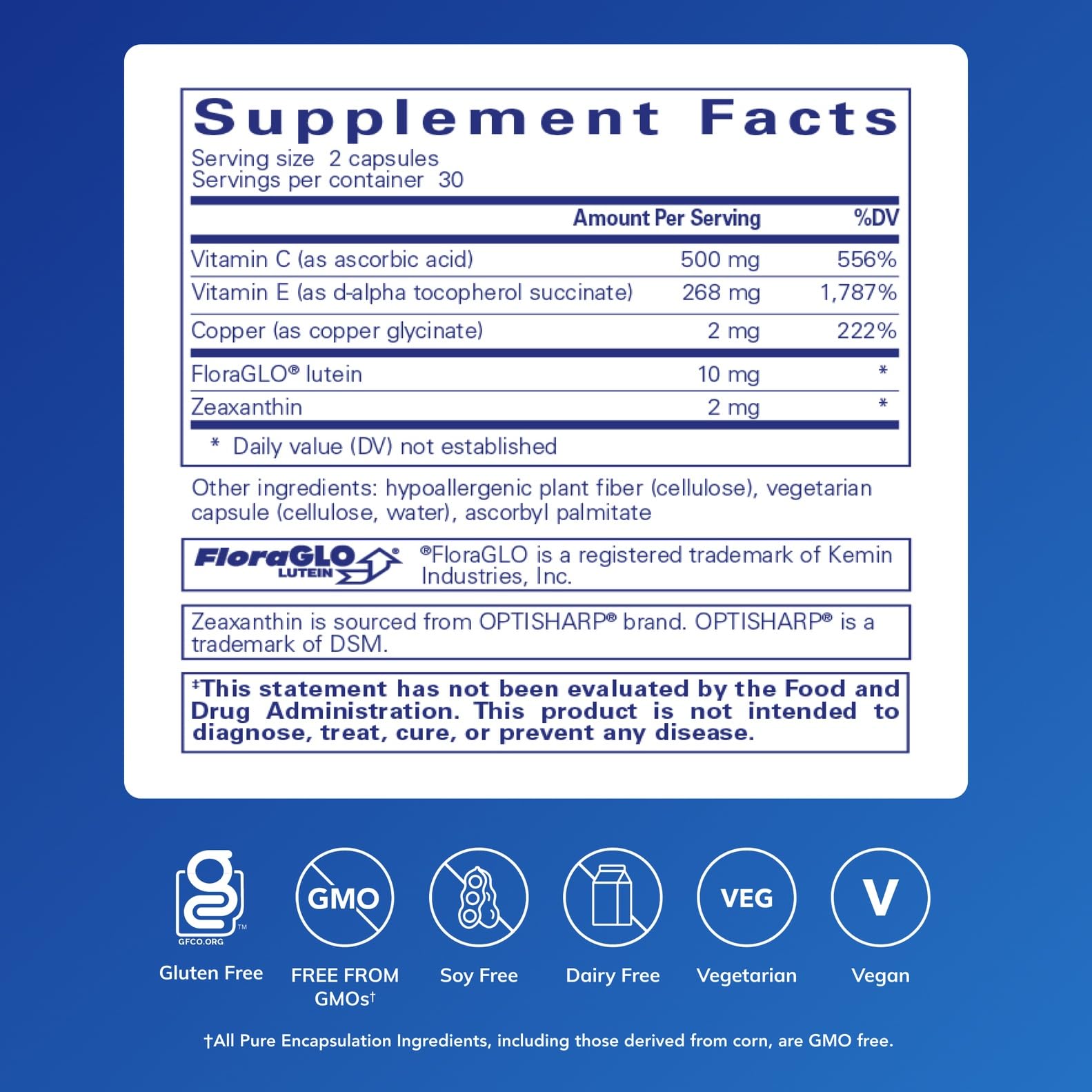 EyeProtect Basics con vitamina C y E para soporte antioxidante ocular.
