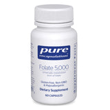 Pure Encapsulations Folato 5,000, vista frontal de la botella para apoyo nutricional diario.