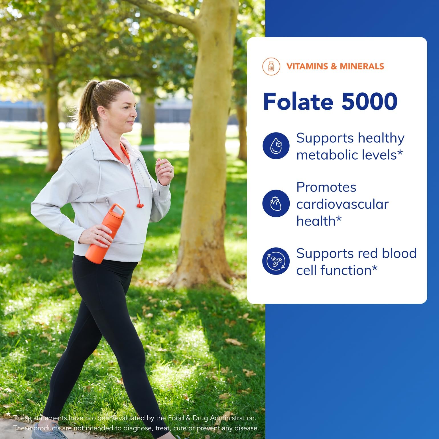 Etiqueta de empaque de Folato 5,000 de Pure Encapsulations, muestra pureza y ausencia de alérgenos.