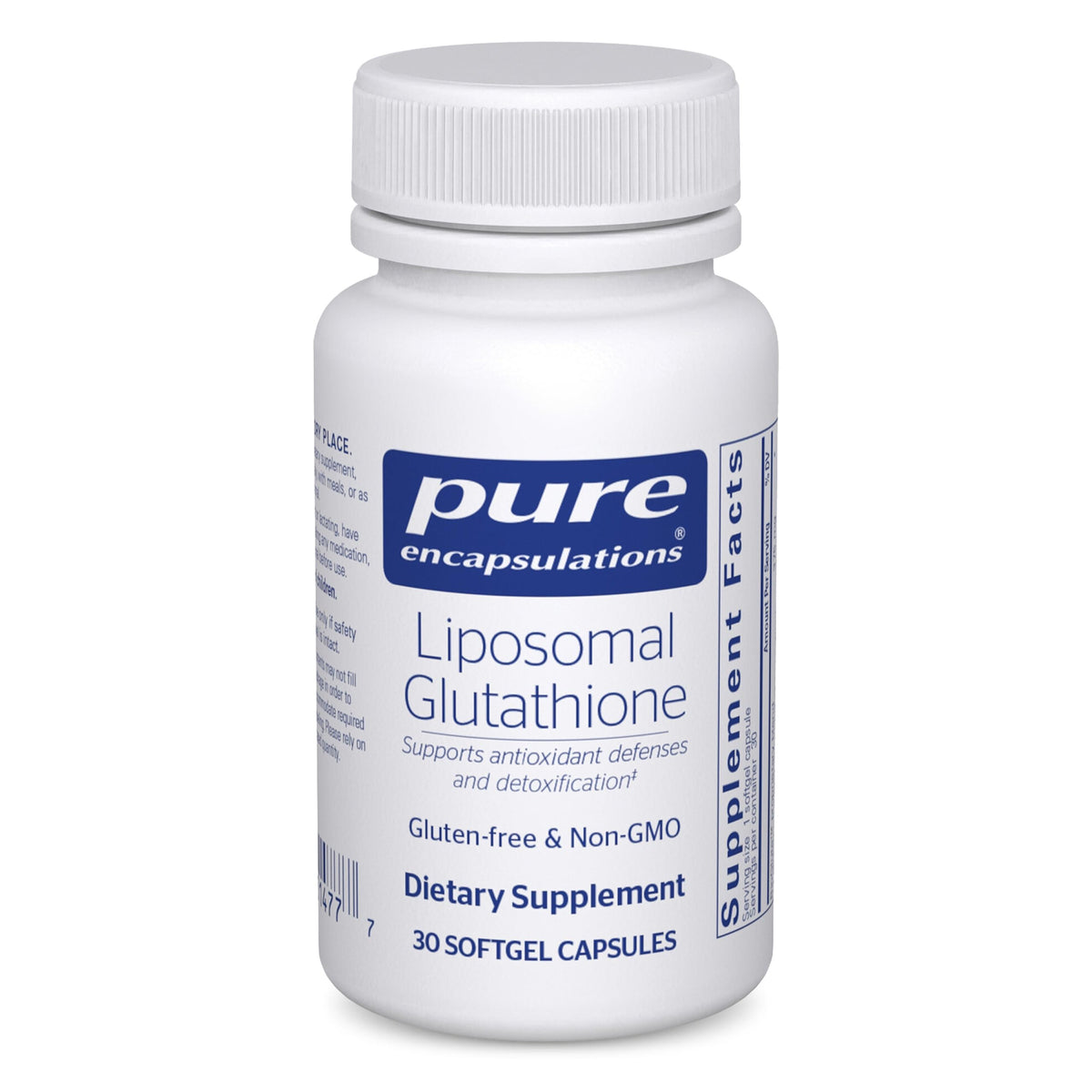 Pure Encapsulations Liposomal Glutathione frasco: absorción mejorada para uso diario.