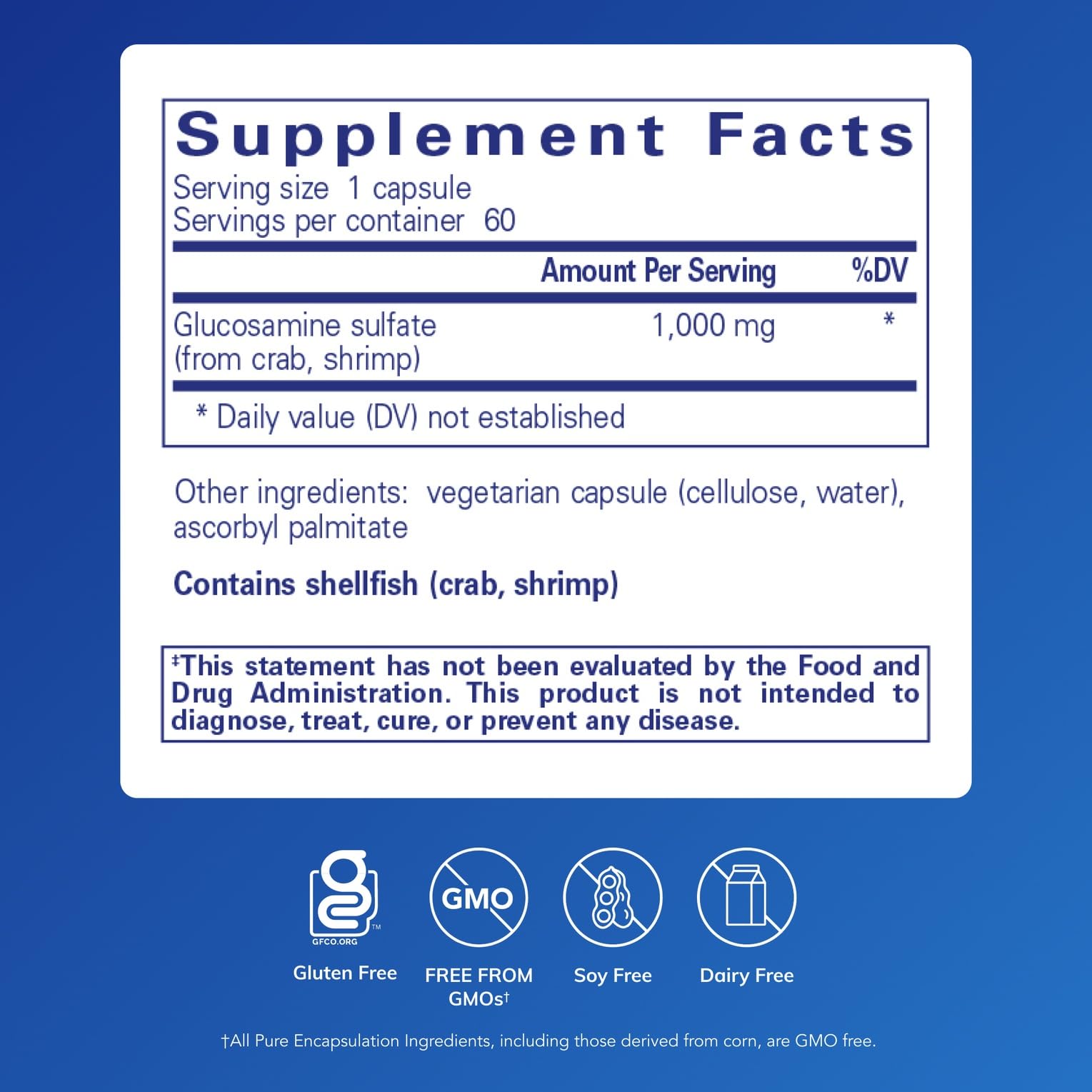 Pure Encapsulations Glucosamina Sulfato 1000 mg, cápsulas: movilidad y flexibilidad
