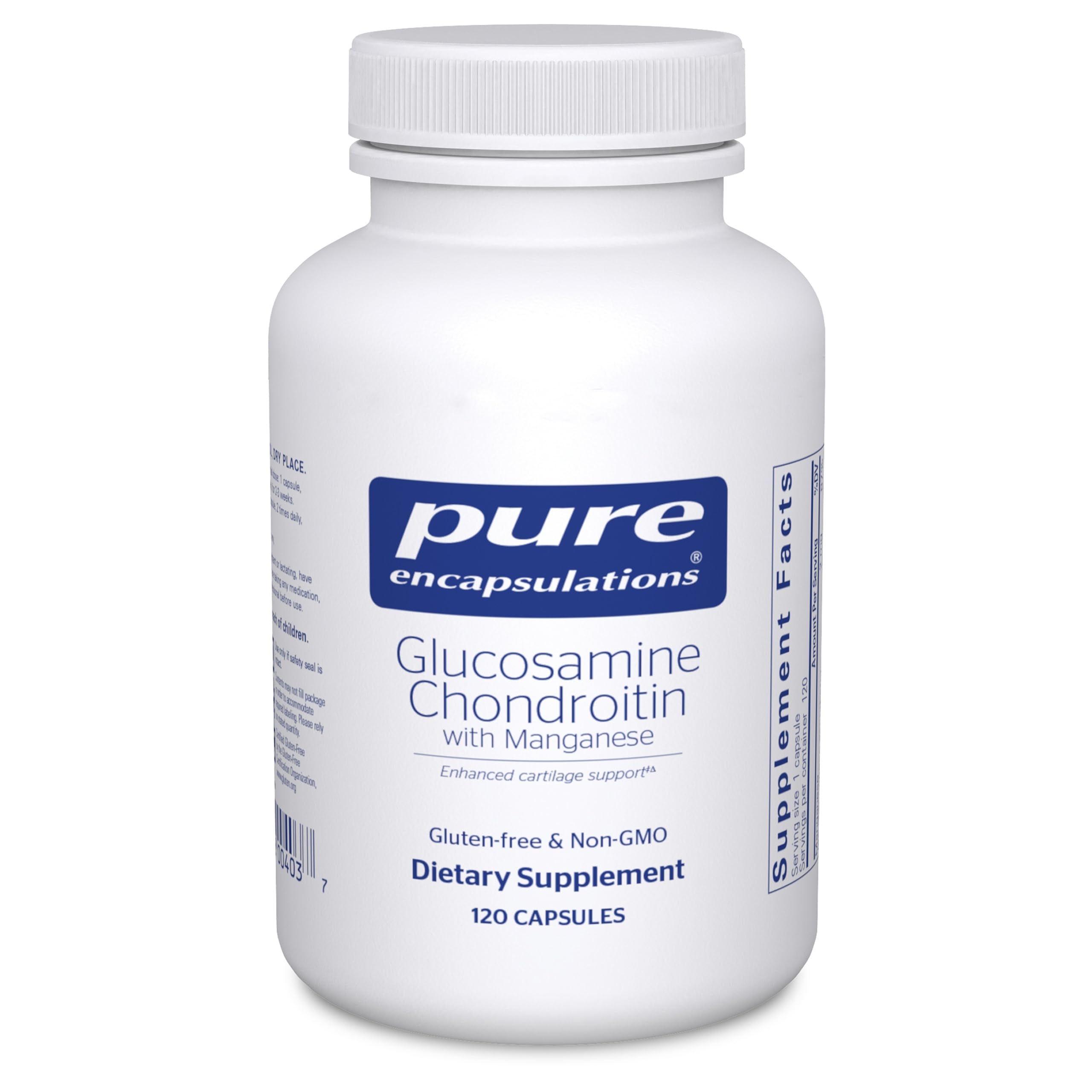 Botella de Pure Encapsulations Glucosamina, condroitina y manganeso para apoyo articular diario