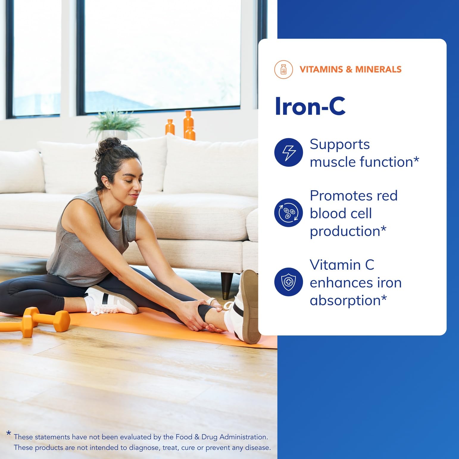 Pure Encapsulations Iron-C: etiqueta frontal destacando fórmula vegana y libre de gluten