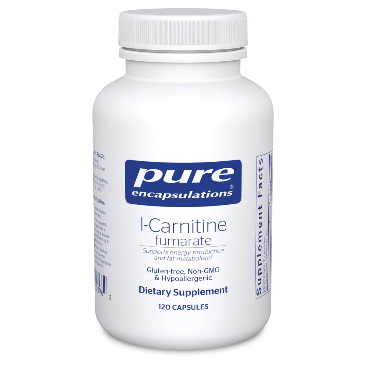 Pure Encapsulations L-Carnitina Fumarato: cápsulas en bote para energía diaria