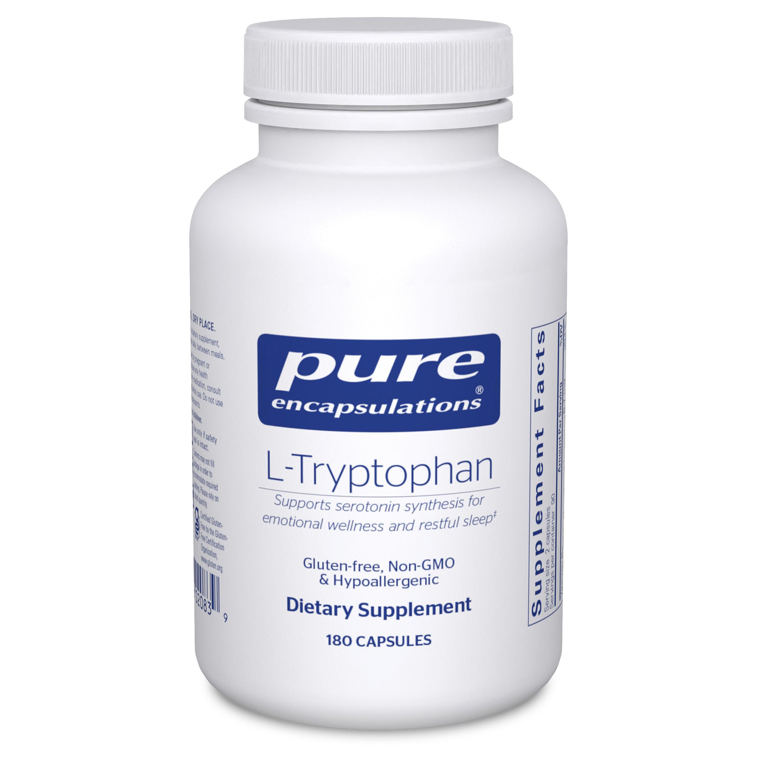Pure Encapsulations L-Tryptophan en frasco para relajación nocturna potencial
