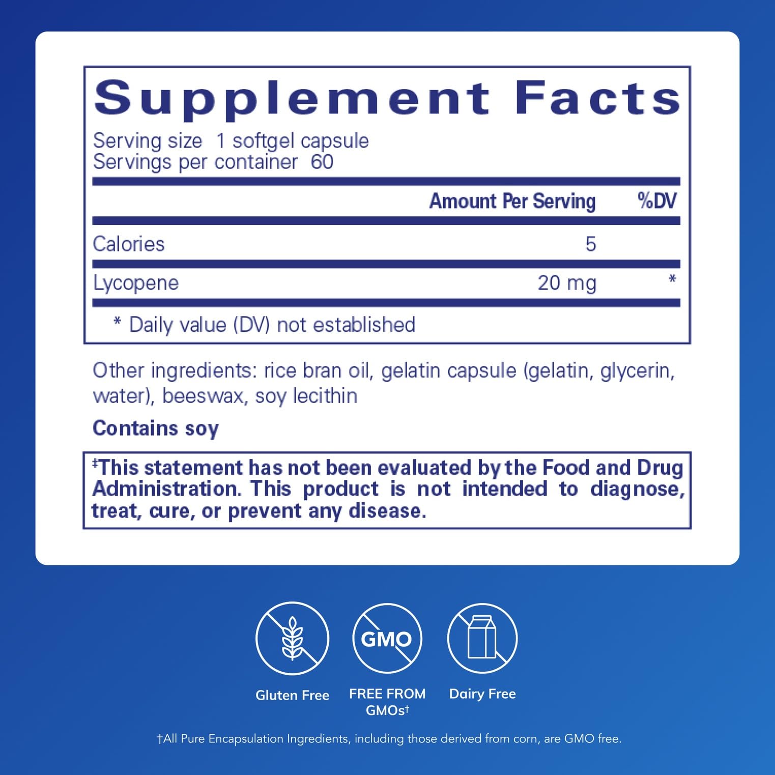 Pure Encapsulations Licopeno 20 mg: cápsulas listas para consumo diario para apoyo celular.