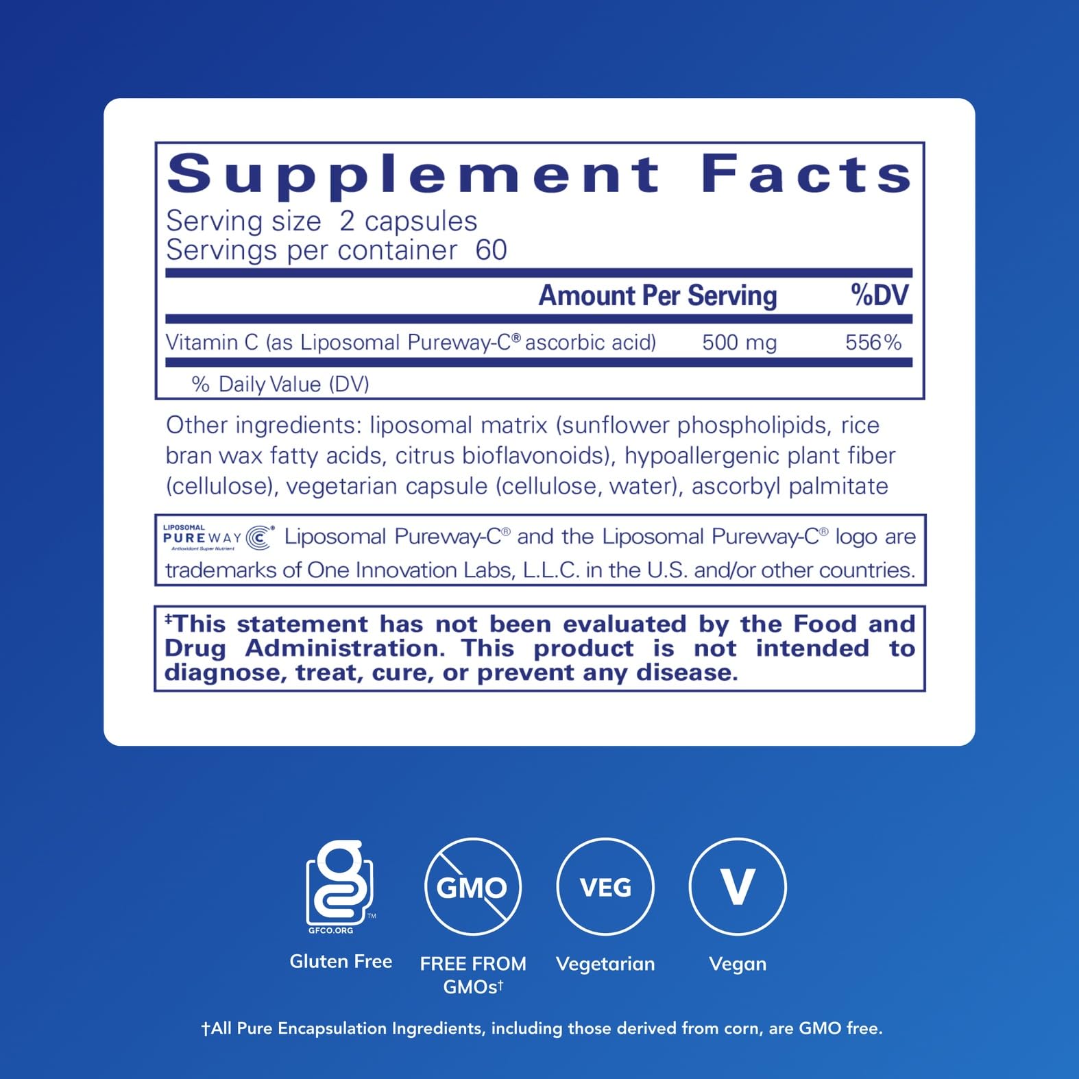 Detalle liposomal de Pure Encapsulations Liposomal Vitamina C
