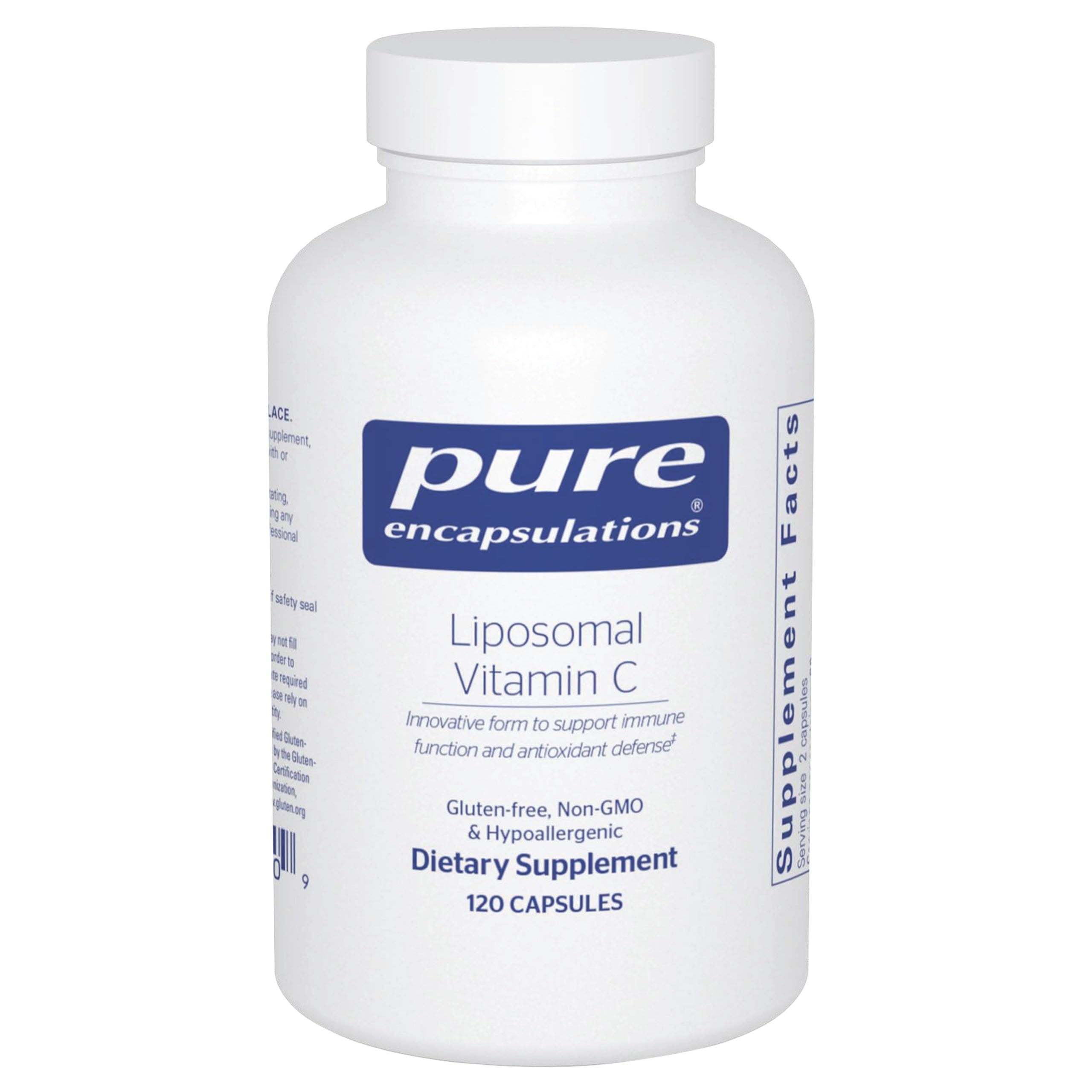 Pure Encapsulations Liposomal Vitamina C frente a la botella para uso diario