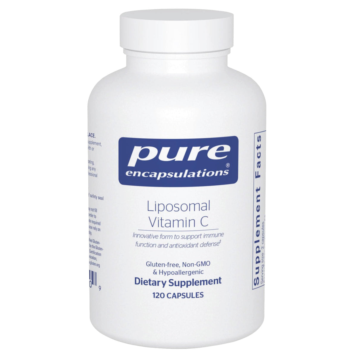 Pure Encapsulations Liposomal Vitamina C frente a la botella para uso diario