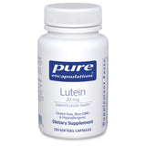 Pure Encapsulations Lutein 20 mg, botella visible, apoyo antioxidante para la visión