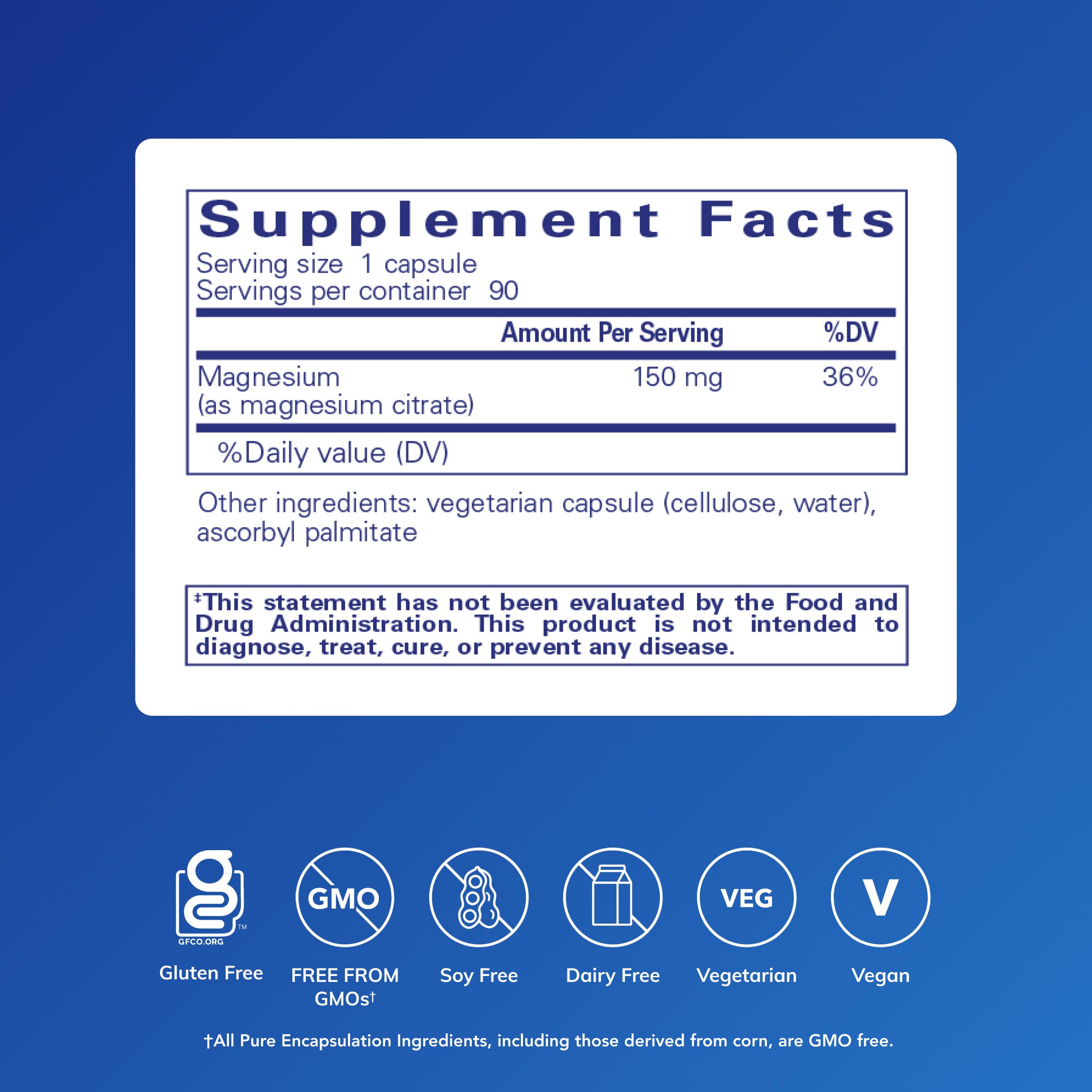 Pure Encapsulations Magnesio Citrato, cápsulas para apoyar energía y función muscular.