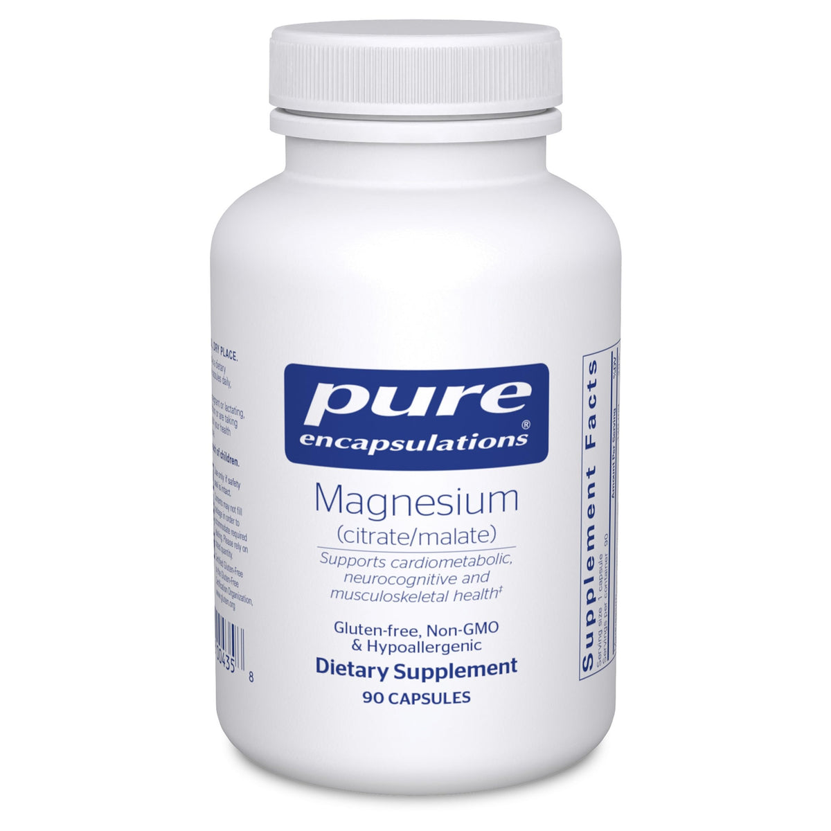 Pure Encapsulations Magnesio Citrato/Malato en botella para soporte metabólico diario