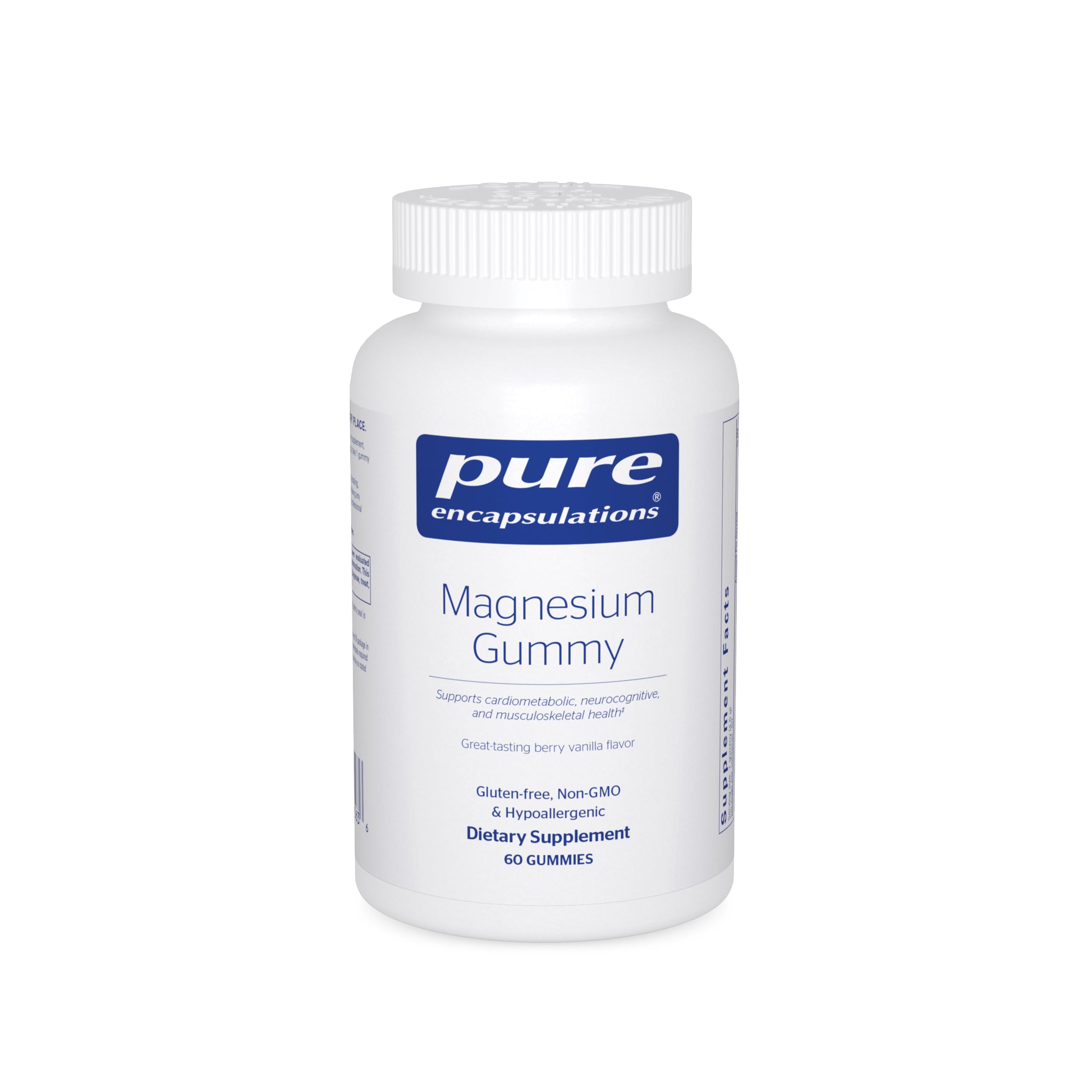 Pure Encapsulations Magnesium Gummy empaque frontal, apoyo suave a la relajación