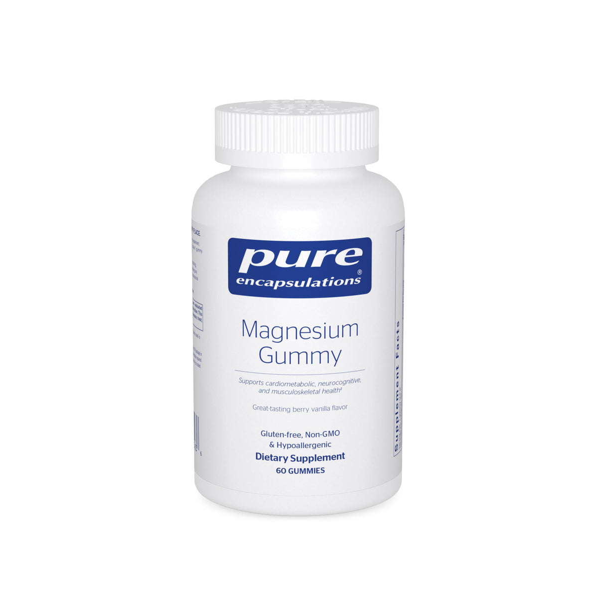 Pure Encapsulations Magnesium Gummy empaque frontal, apoyo suave a la relajación