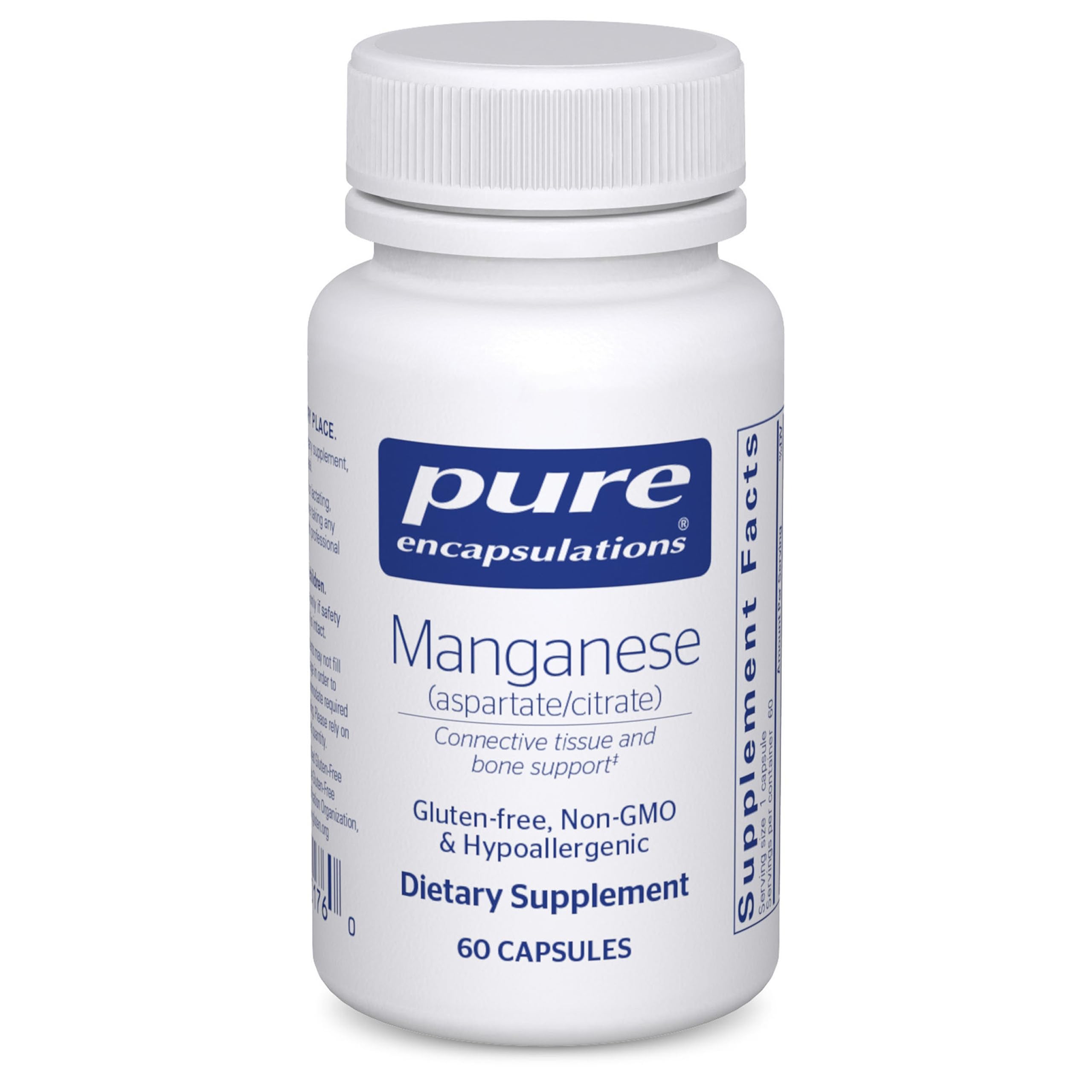 Pure Encapsulations manganeso-aspartato-citrato cápsulas: apoyo potencial para la salud ósea.