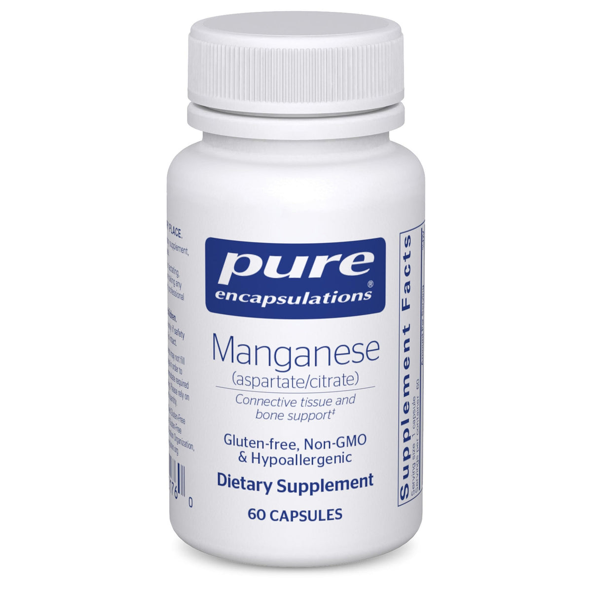Pure Encapsulations manganeso-aspartato-citrato cápsulas: apoyo potencial para la salud ósea.