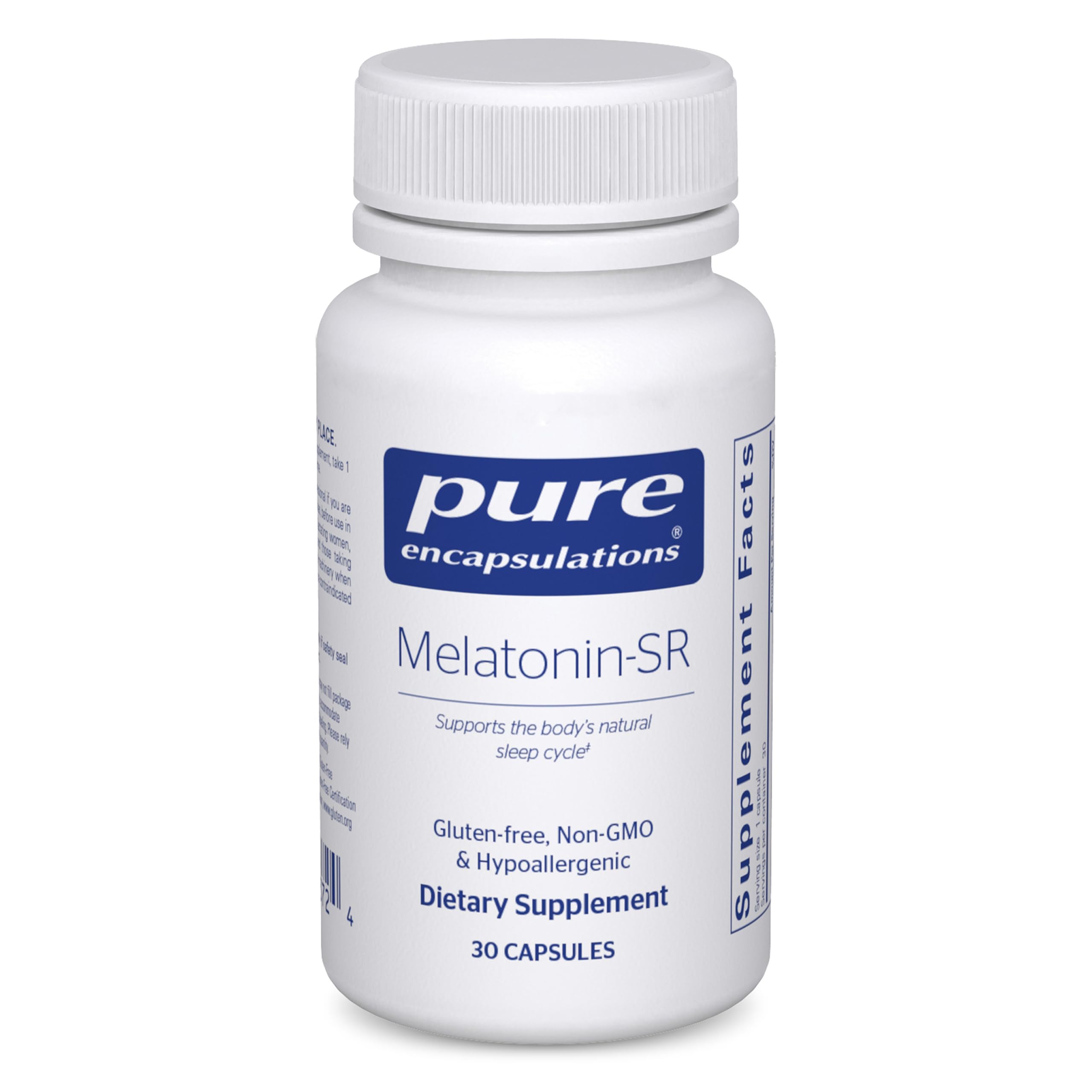 Pure Encapsulations Melatonin-SR en bote promueve descanso prolongado y natural