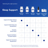 Pure Encapsulations Melatonina 0,5 mg: dosificador y frasco en estante nocturno.