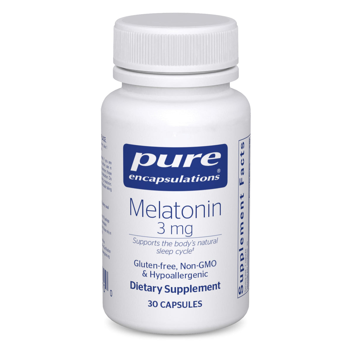 Pure Encapsulations Melatonina 3 mg en bote para apoyar el sueño natural