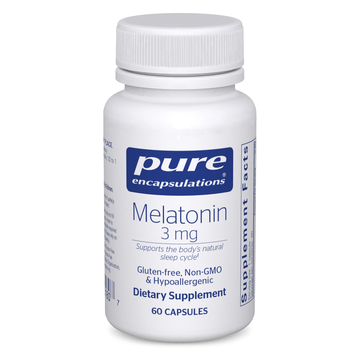 Pure Encapsulations Melatonina 3 mg - botella para apoyar el sueño natural