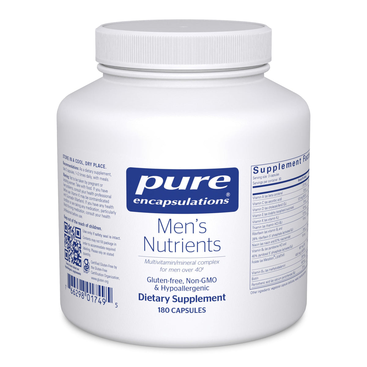 Pure Encapsulations Men’s Nutrients, botella: apoyo de energía diaria para hombres.