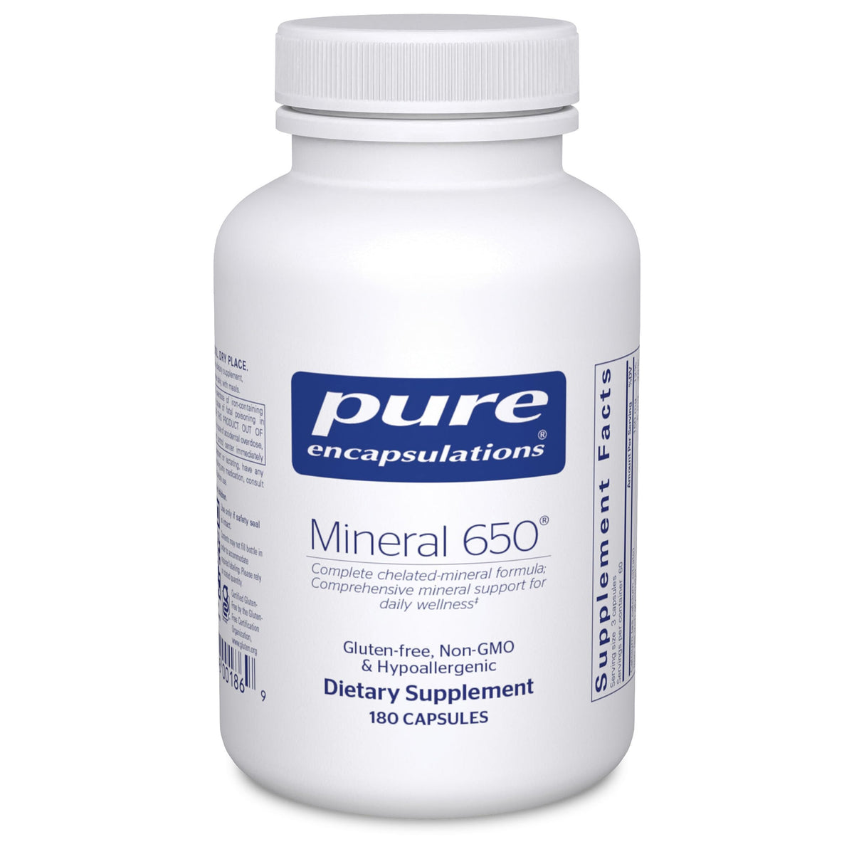 Pure Encapsulations Mineral 650 tabletas: mezcla balanceada para soporte fisiológico diario.