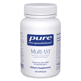 Pure Encapsulations Multi T/D, botella de cápsulas para apoyo diario del bienestar.