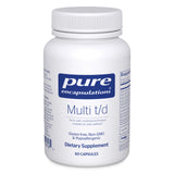 Pure Encapsulations Multi T/D, cápsulas en frasco para uso diario.