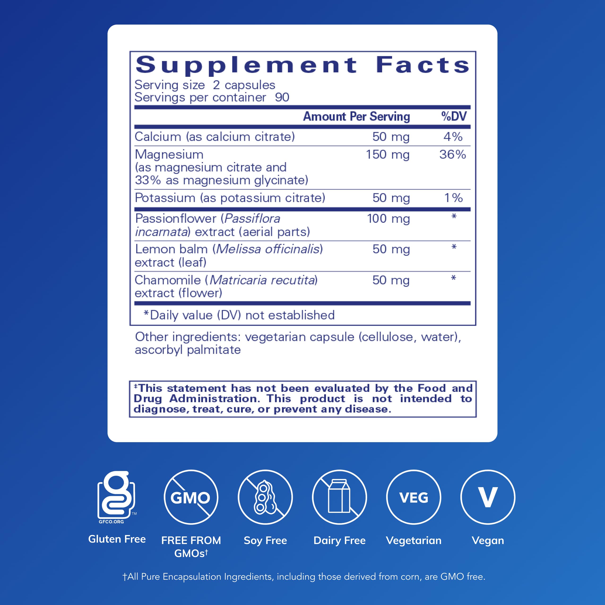 Pure Encapsulations Muscle Cramp/Tension Formula: cápsulas frente a etiqueta para claridad de ingredientes.