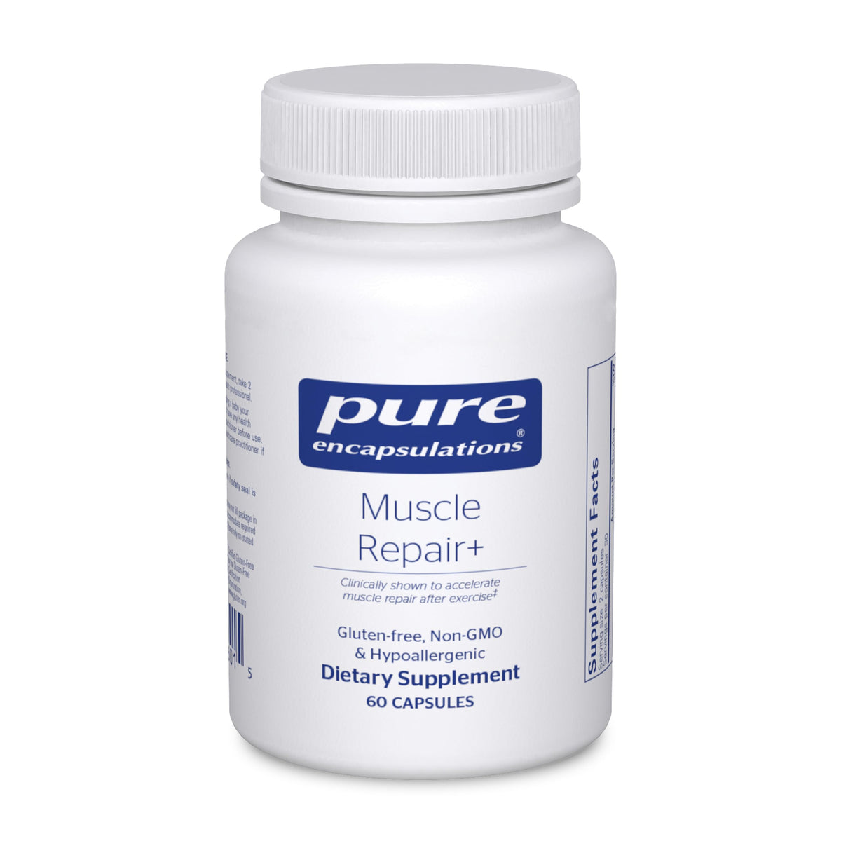 Pure Encapsulations Muscle Repair+ en botella, apoya la recuperación muscular tras el entrenamiento
