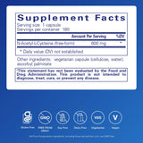 Pure Encapsulations NAC 600 mg, bote trasero, información de contenido