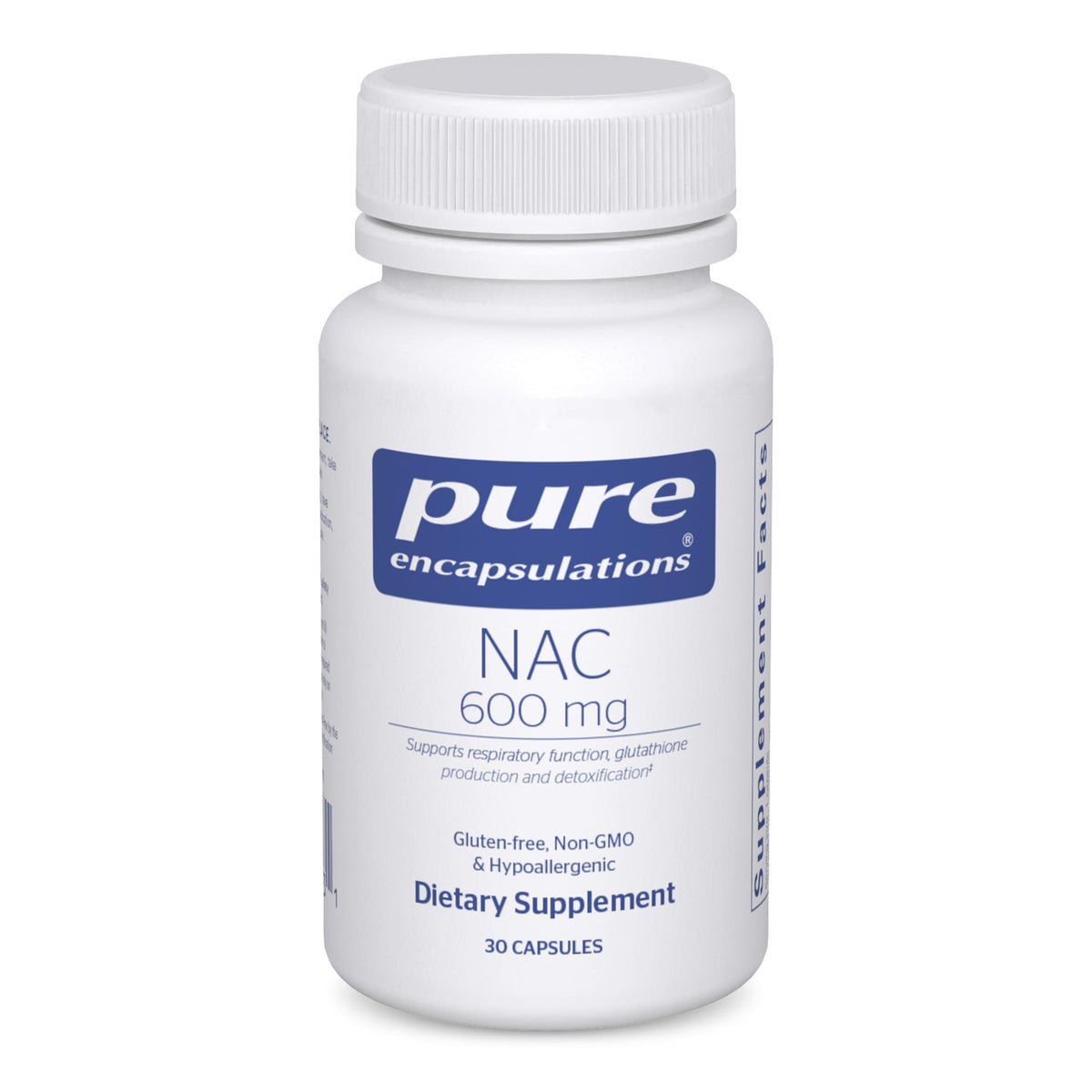 Pure Encapsulations NAC 600mg botella: posible apoyo antioxidante diario