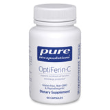 Pure Encapsulations OptiFerin-C, botella de cápsulas favorece la absorción de hierro.