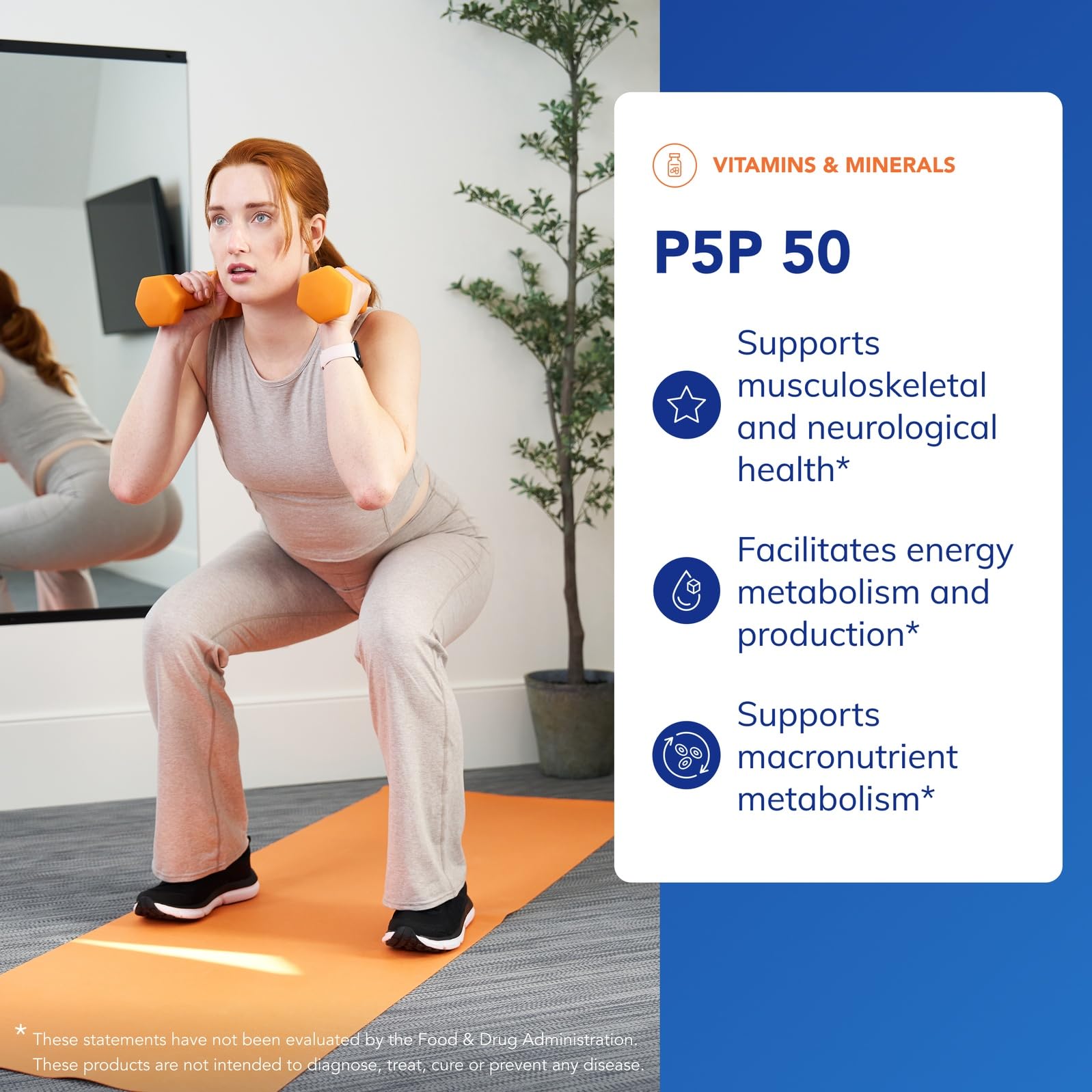Cápsulas de Pure Encapsulations P5P 50, fáciles de tragar para energía sostenida
