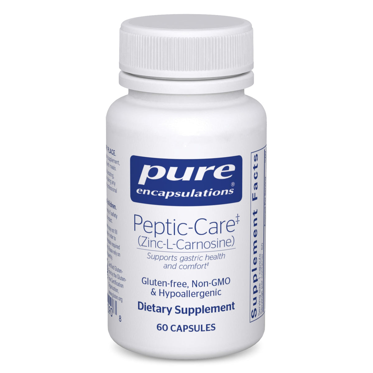 Pure Encapsulations Peptic-Care frasco frontal, apoyo para la salud gástrica diaria.