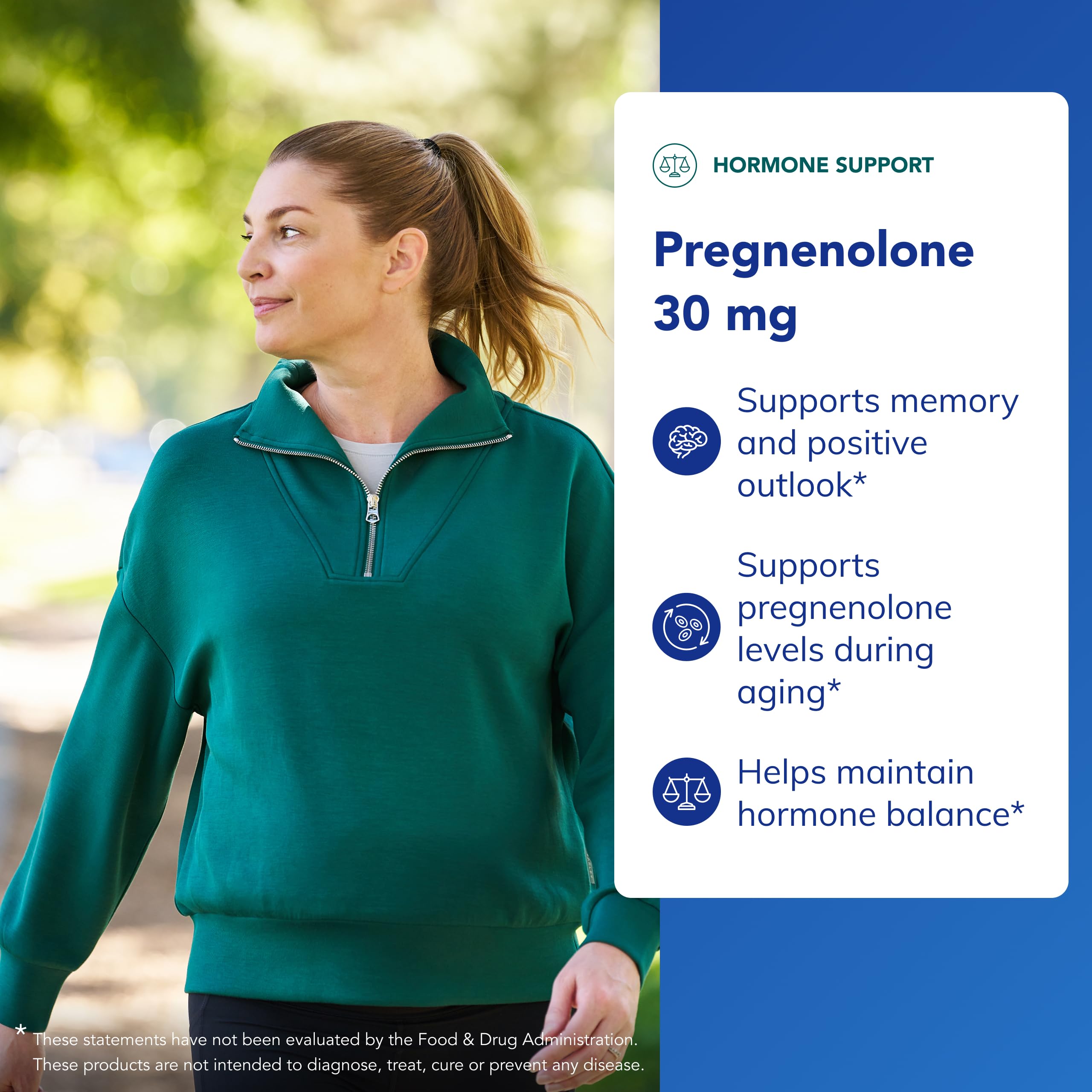 Pure Encapsulations Pregnenolona 30 mg, etiqueta legible con dosis y recomendaciones.