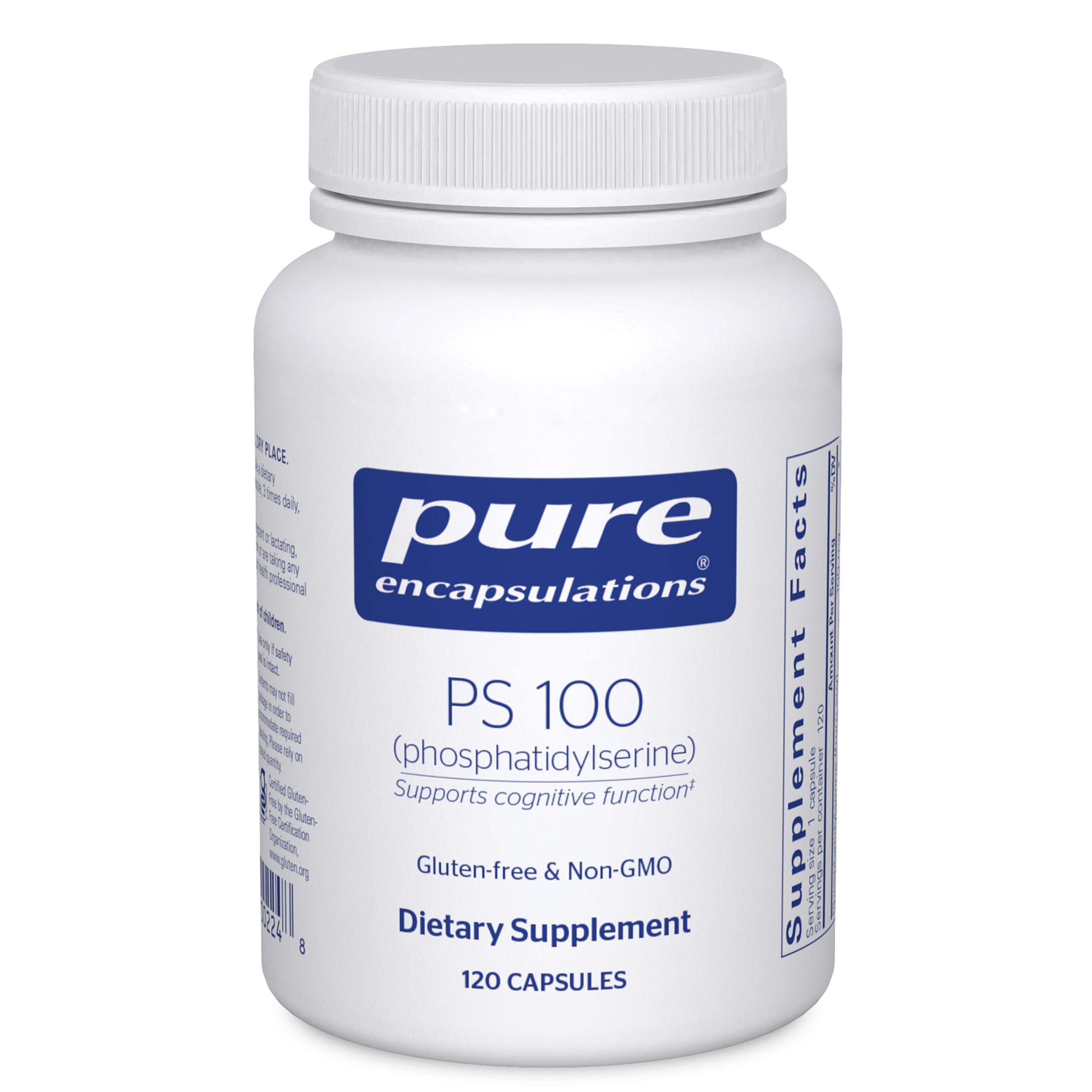 Pure Encapsulations PS 100 en botella de capsulas para apoyar la funcion cerebral.