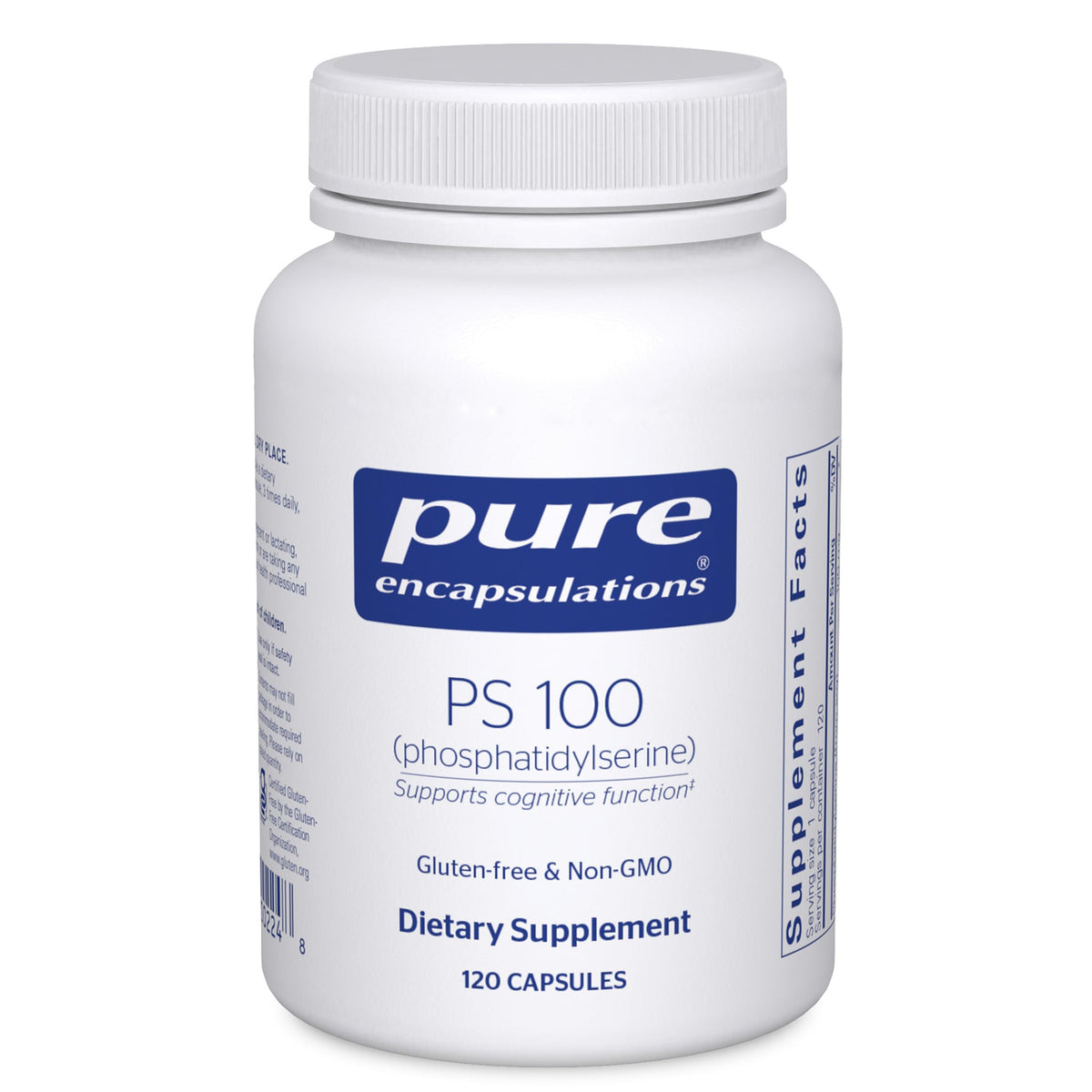 Pure Encapsulations PS 100 en botella de capsulas para apoyar la funcion cerebral.