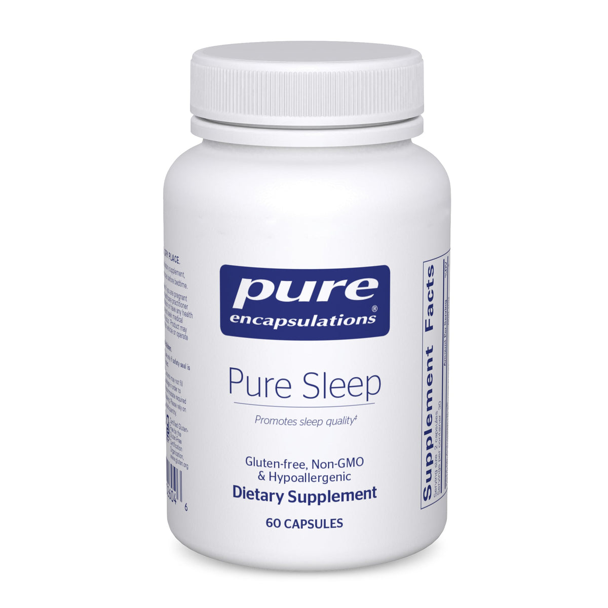 Pure Sleep de Pure Encapsulations, botella de cápsulas, soporte para relajación nocturna