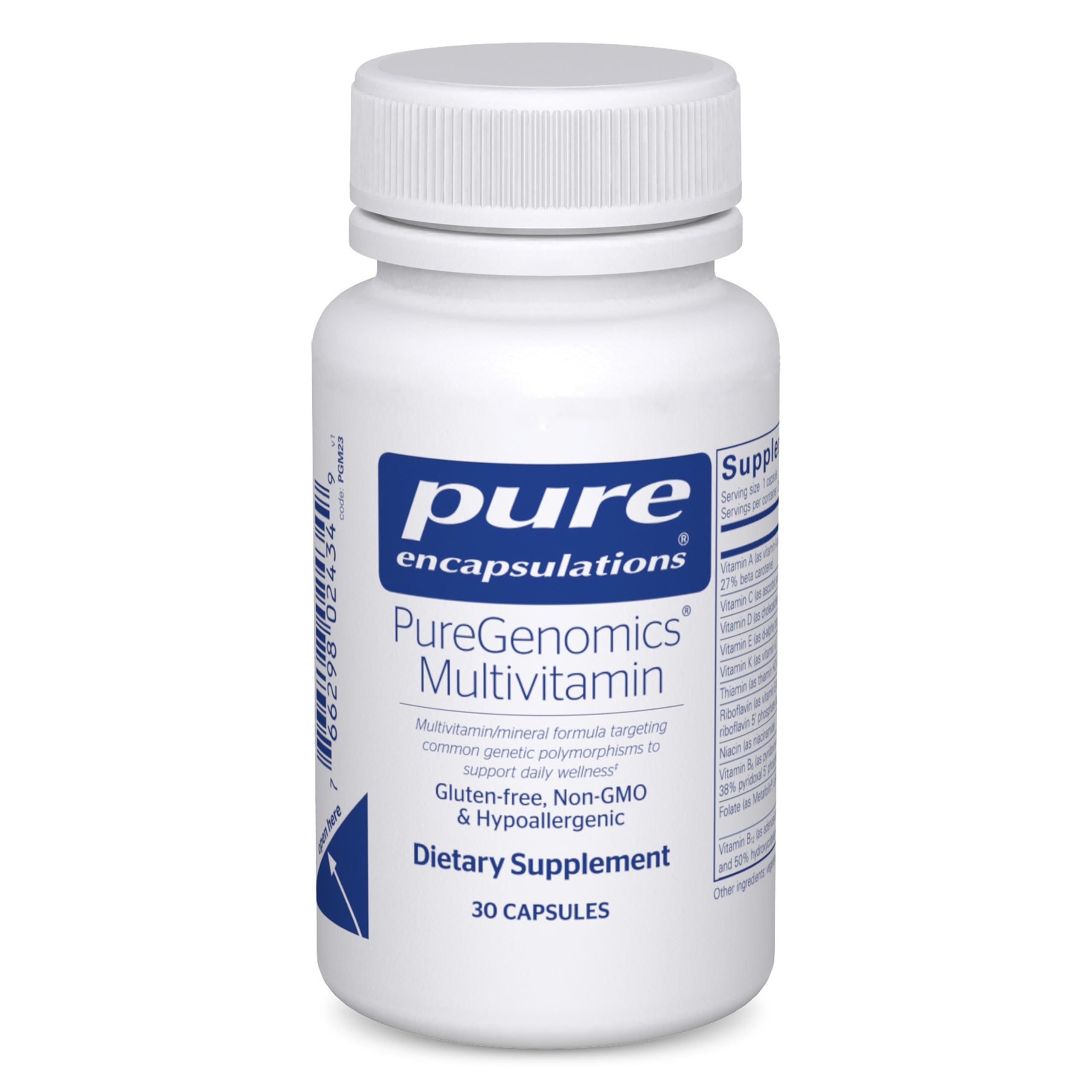 Pure Encapsulations PureGenomics Multivitamin en envase, apoyo diario de nutrientes para variaciones genéticas.