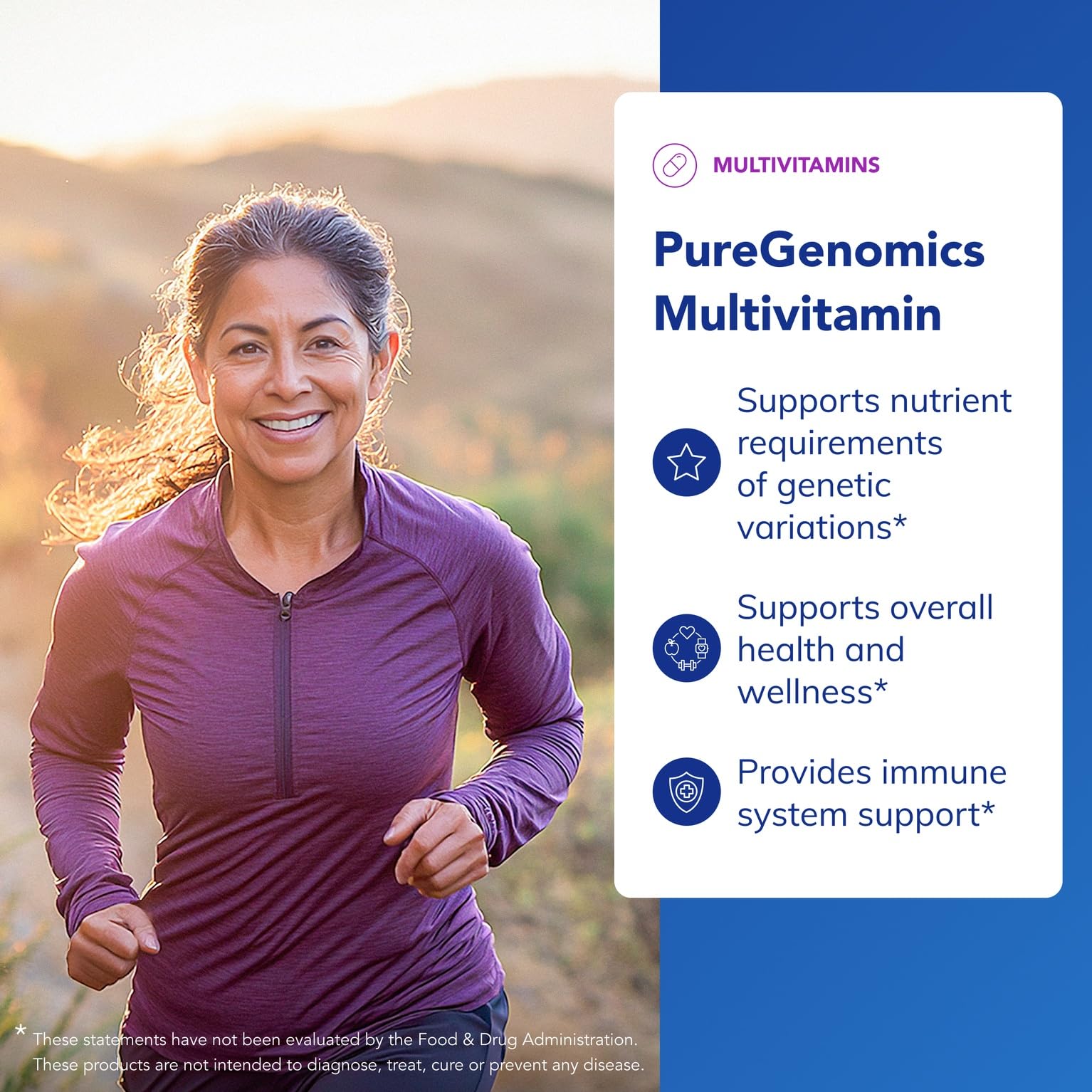 Etiqueta del frasco de PureGenomics señala ingredientes clave.