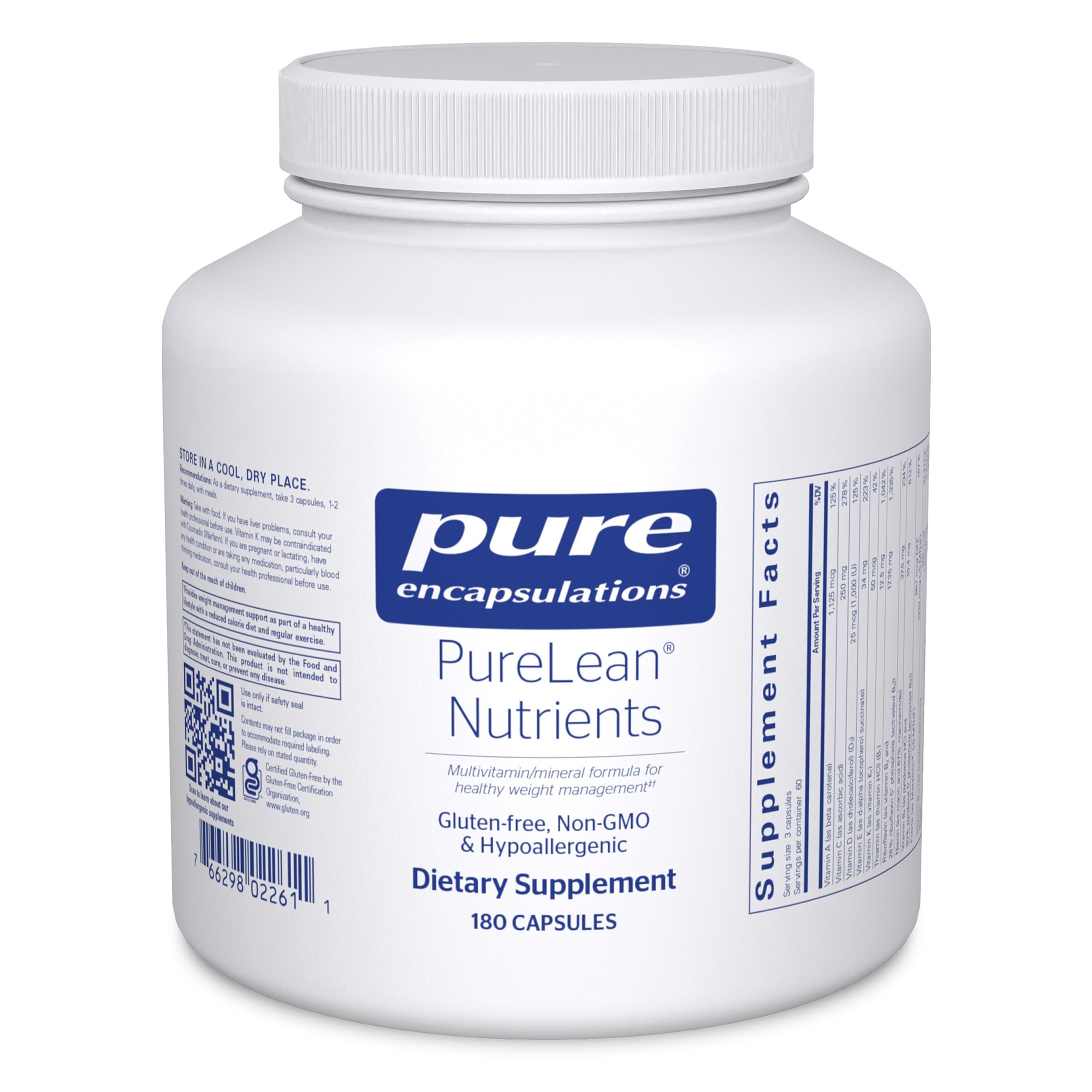 PureLean Nutrients de Pure Encapsulations: botella de cápsulas para apoyo diario